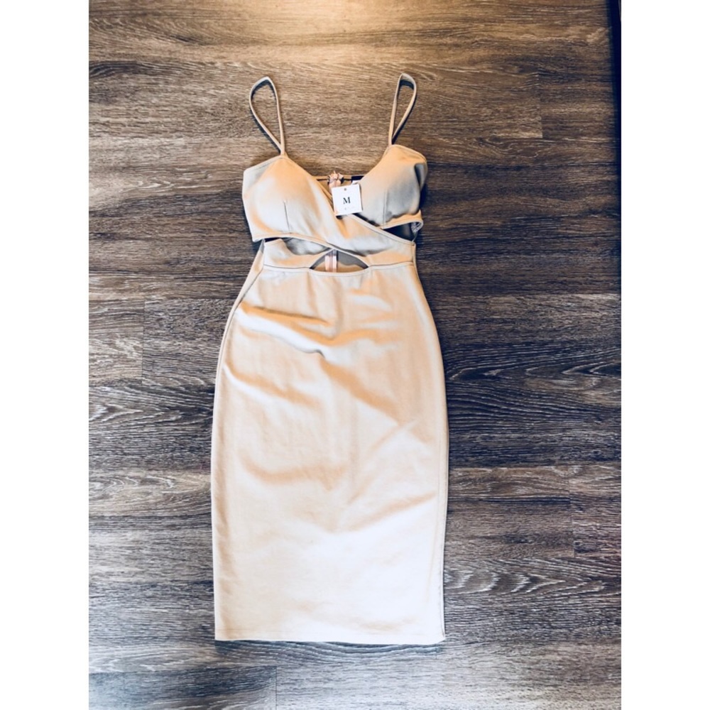 Scarlett tan bodycon dress